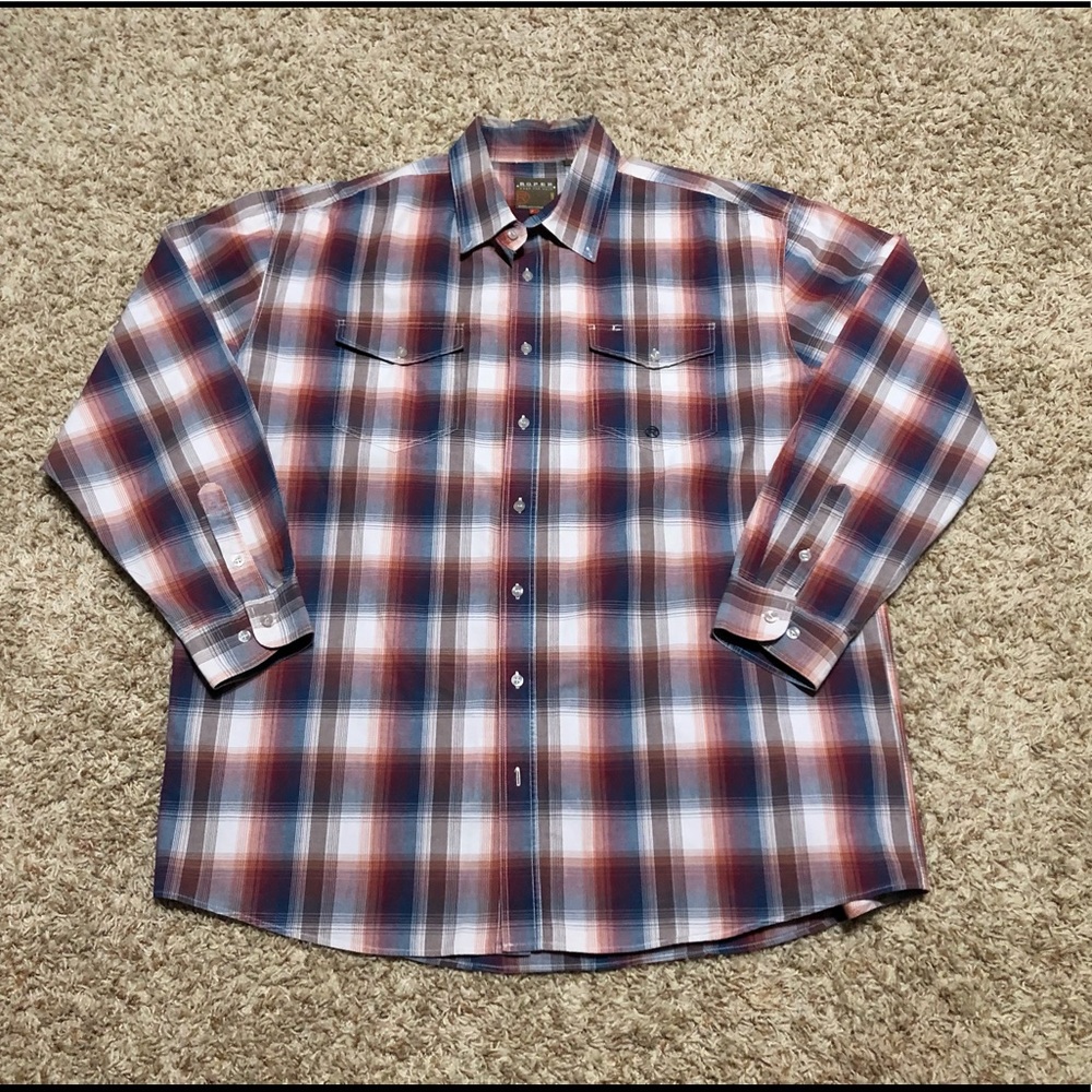 Roper Western Plaid Long Sleeve Shirt Sz 2XL